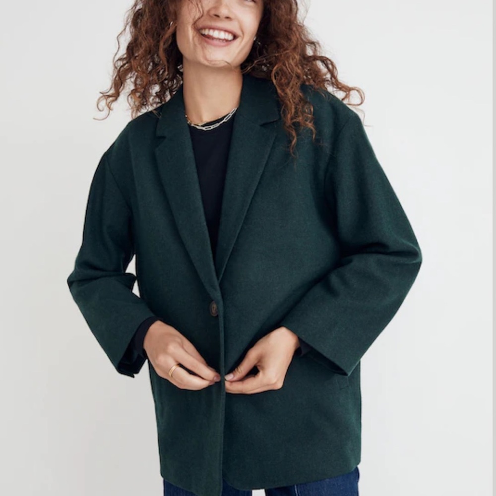 The Brushed Oversized Dorset Blazer in Heather Dark Palm Melange - Picture 4 of 15